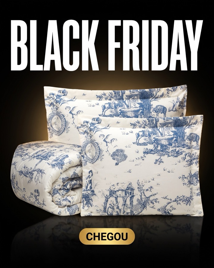 Criativo de Black Friday: Jogo de cama com título Black Friday